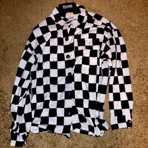 Checkered Button Up Collared Sweater